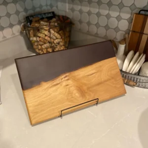 Black Walnut & Brown Epoxy Serving Board — Handcrafted 15" Kitchen Board