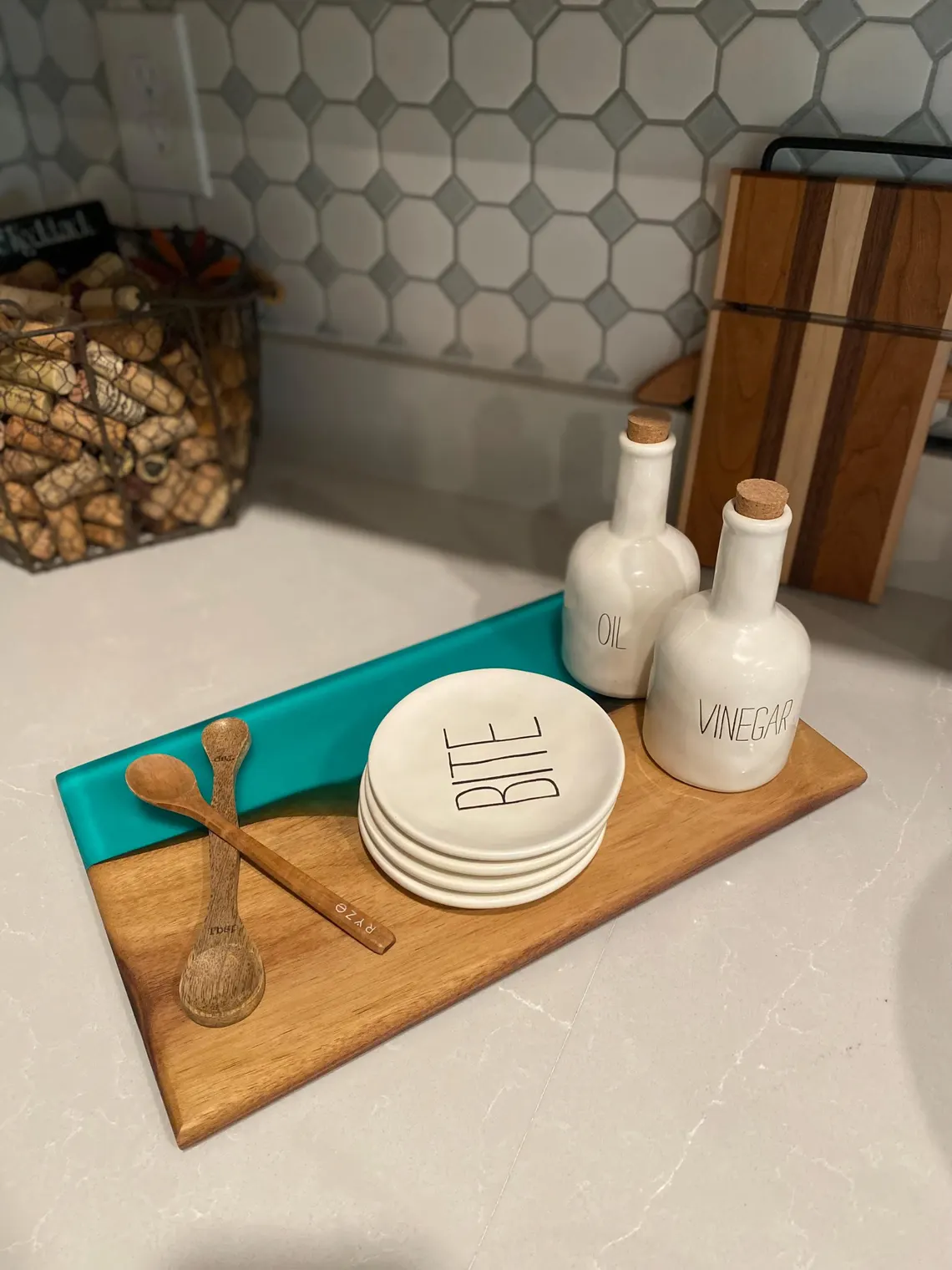 Black Walnut & Turquoise Epoxy Serving Board — Handcrafted 15" Statement Piece - Image 2