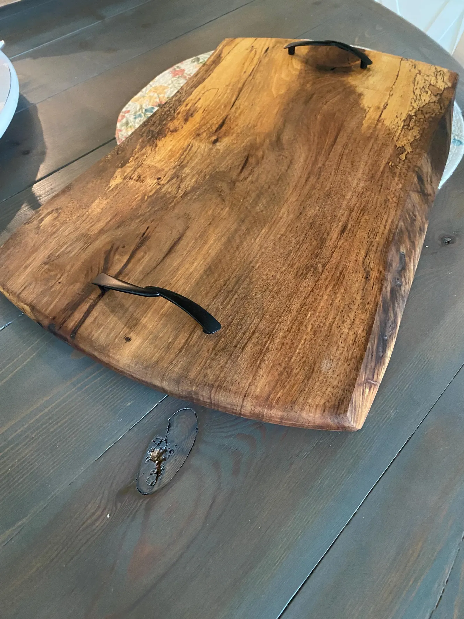 Red Oak Serving Board with Handles — Large 20" Handcrafted Event Board